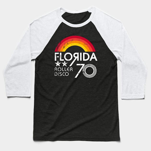 Florida Roller Disco Baseball T-Shirt by Cheesybee